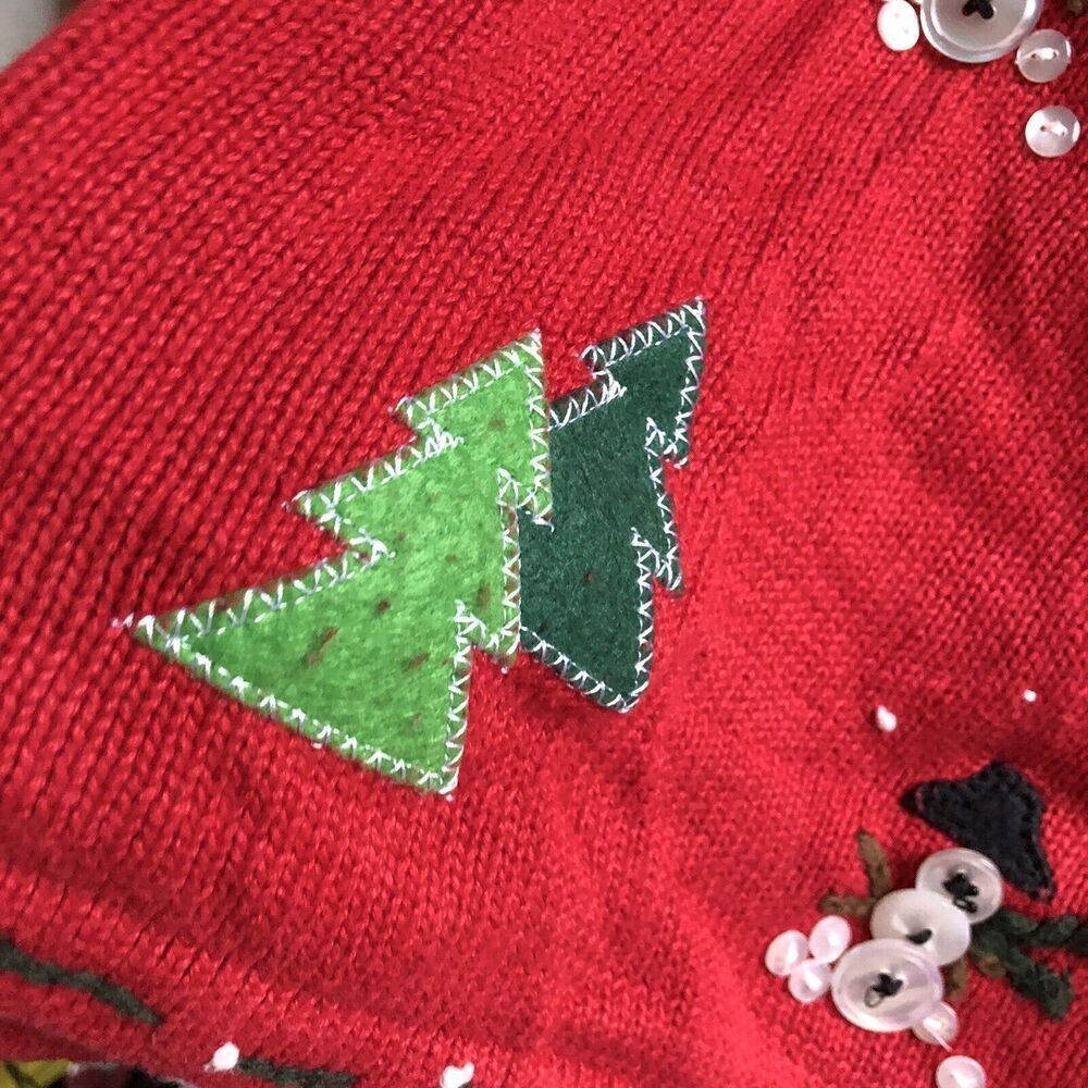 Quacker Factory Red Button Snowman Christmas Swea… - image 4